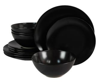 Set Complet Serviciu De Masa, Night, 12 piese, Cesiro, Negru Abis Mat
