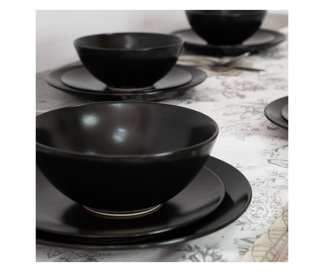 Set Complet Serviciu De Masa, Night, 12 piese, Cesiro, Negru Abis Mat