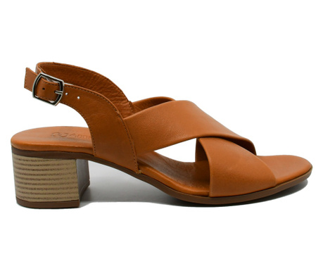 Sandale dama light brown din piele naturala-37 EU