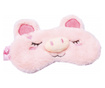 Masca pentru dormit sau calatorie, cu gel detasabil, Pufo Piggy, 20 cm, roz