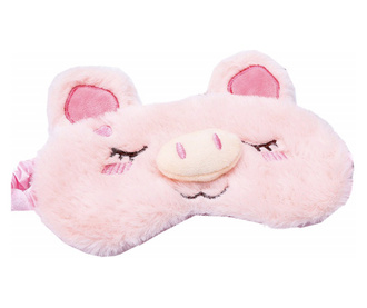 Masca pentru dormit sau calatorie, cu gel detasabil, Pufo Piggy, 20 cm, roz