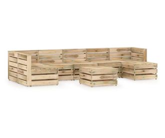 Set mobilier de grădină, 8 piese, lemn de pin verde tratat