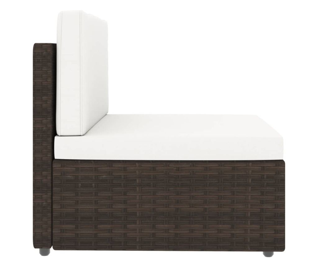 Градински комплект мебели, 7 части, кафяв, полиратан - 4