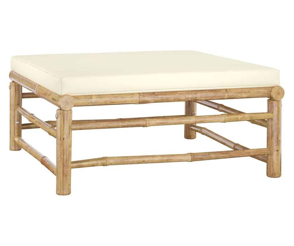 Set vrtnega pohištva, 5 kosov, blazine bela krema, bambus - 7