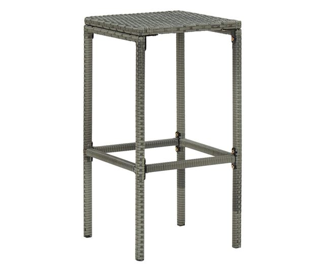 Barski stoli z blazinami, 6 kosov, sivi, poli ratan