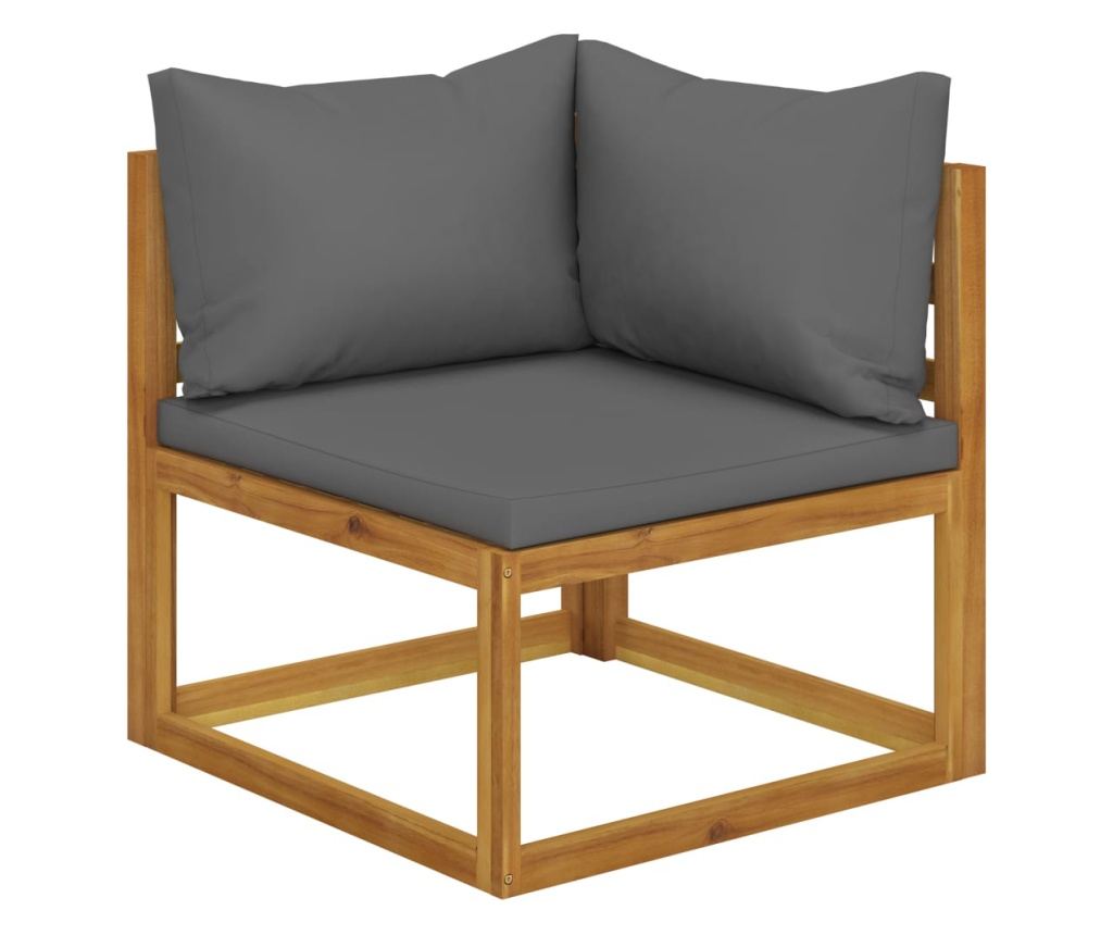 Градински комплект с възглавници, 6 части, акация масив - 8