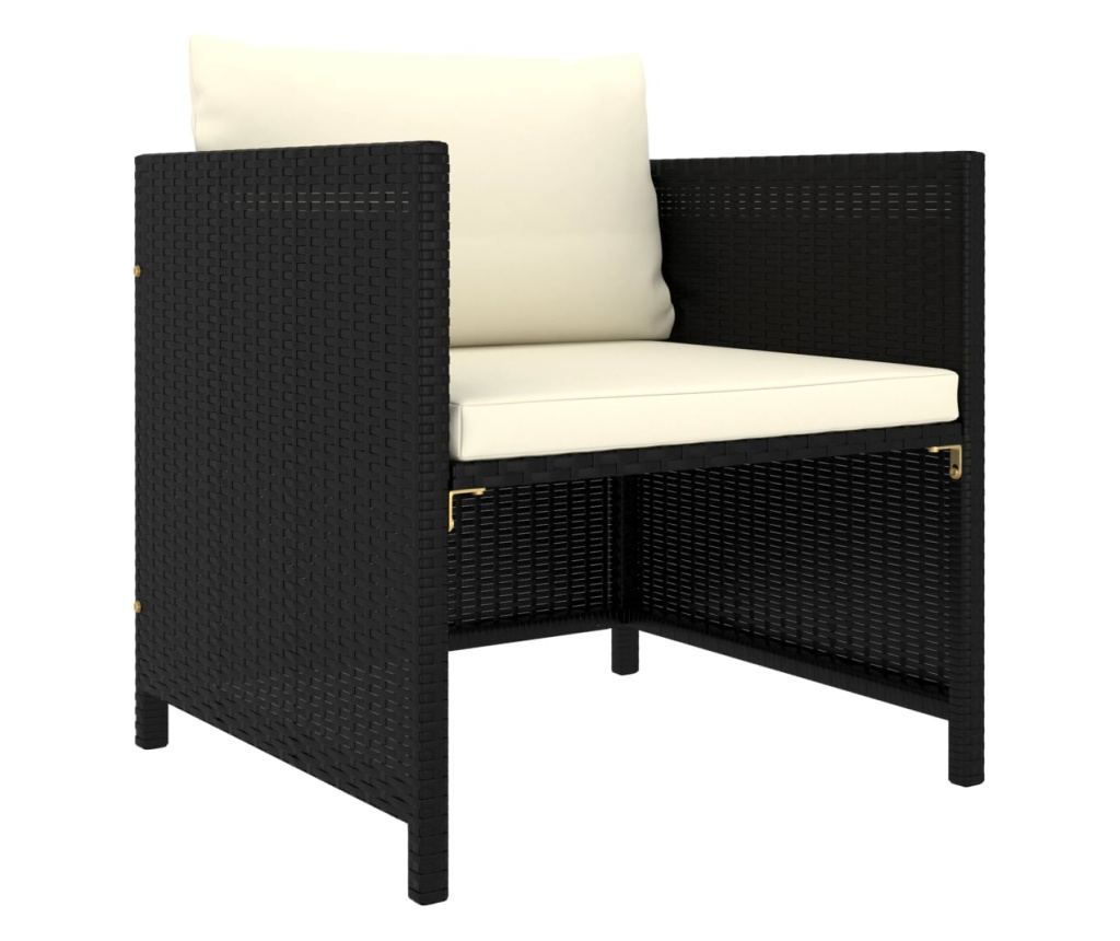 8-dijelni set vrtnog namještaja od ratana s jastucima, crni - 6