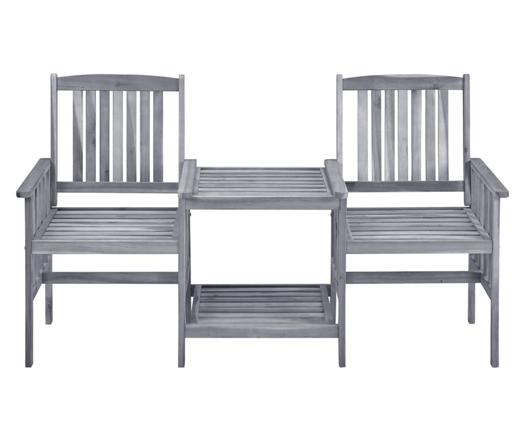 Градински столове с масичка за чай и възглавници, масивна акациева дървесина - 4