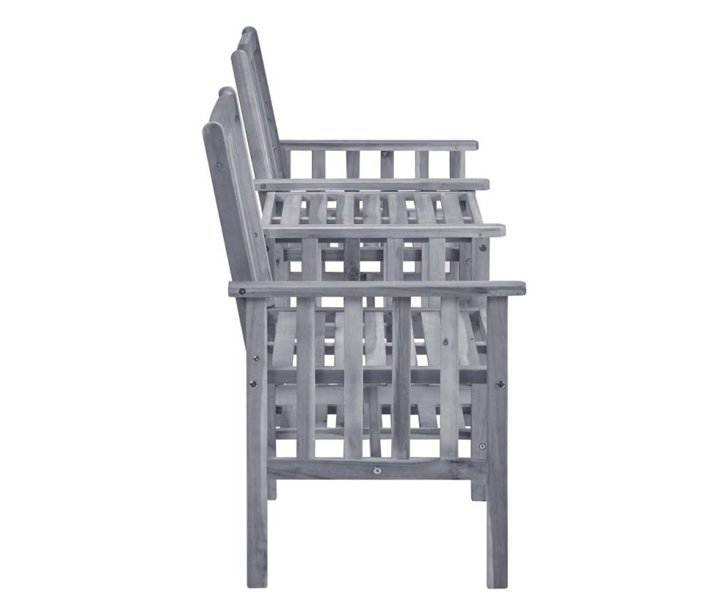 Градински столове с масичка за чай и възглавници, масивна акациева дървесина - 5