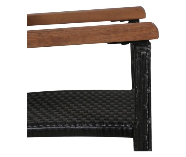 Градински комплект мебели, 7 части, Черен, Полиратан