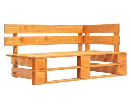 Kutna vrtna klupa od paleta drvena boja meda
