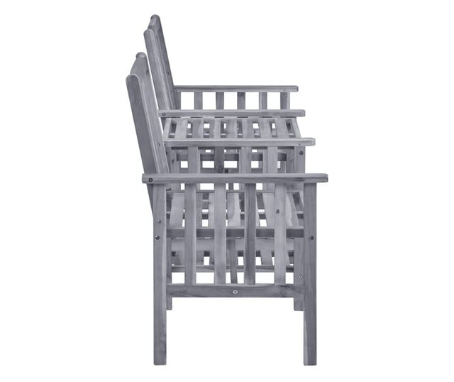 Градински столове с масичка за чай и възглавници, масивна акациева дървесина