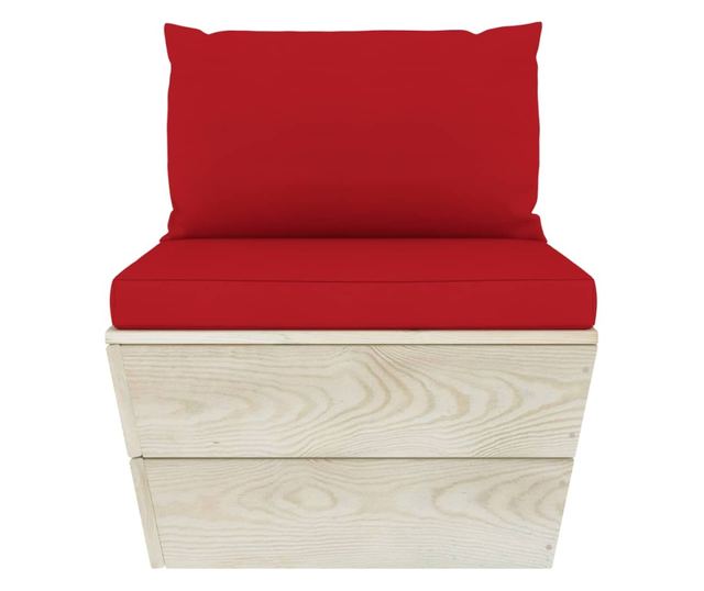 Canapea de mijloc paleți de grădină cu perne, lemn molid tratat