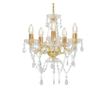 Candelabru cu mărgele de cristal, auriu, rotund, 5 x E14