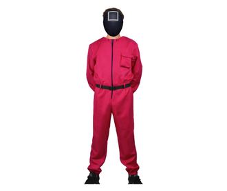 IdeallStore® felnőtt jelmez, Squid Game, Négyzet alakú modell, S-es méret, piros, övvel