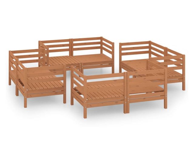 Vrtni namještaj, 8 dijelova, medeno smeđa, masivno borovo drvo