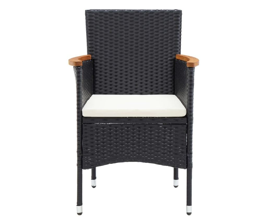 Vrtni namještaj s jastucima, 9 dijelova, crni, poliratan - 6