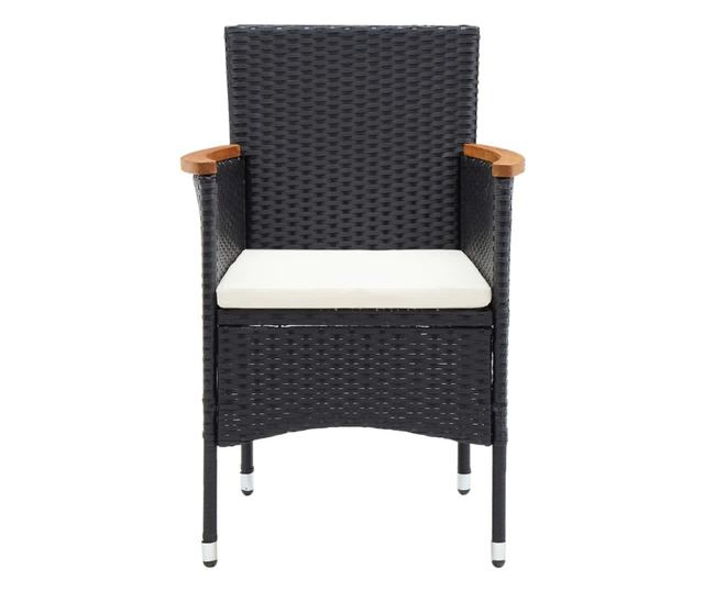 Vrtni namještaj s jastucima, 9 dijelova, crni, poliratan