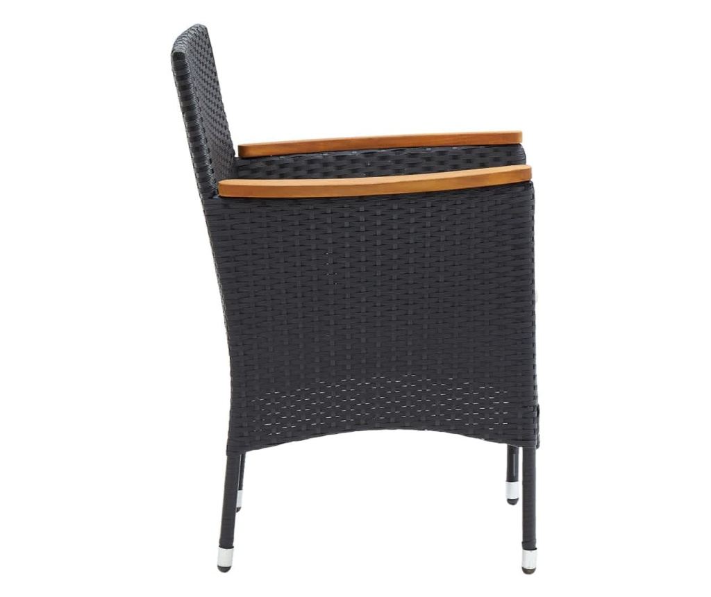 Vrtni namještaj s jastucima, 9 dijelova, crni, poliratan - 7