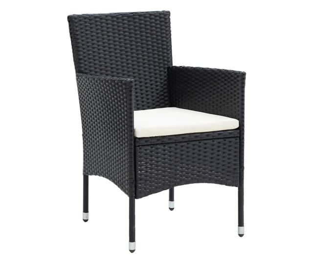 Vrtni namještaj s jastucima, 7 dijelova, crni, poliratan