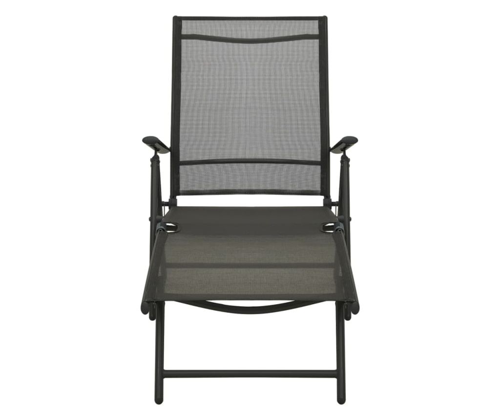 Set vrtnega pohištva, 3 kosi, črna, tekstilena in aluminij - 4