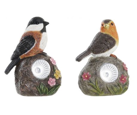 Слънчева лампа DKD Home Decor Lind Смола Многоцветен (9 x 7 x 13 cm) (2 броя)