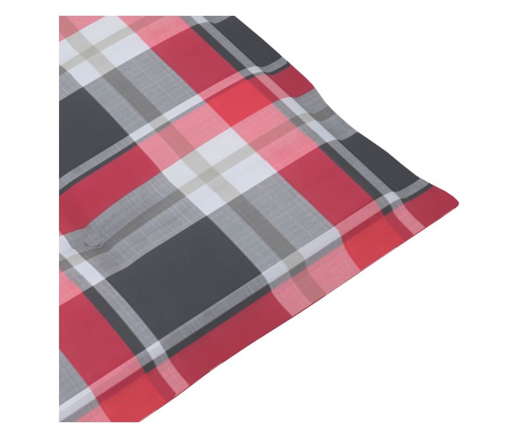 Градински възглавници за седалка, 6 бр., червени, каре, 100x50x3 см - 5