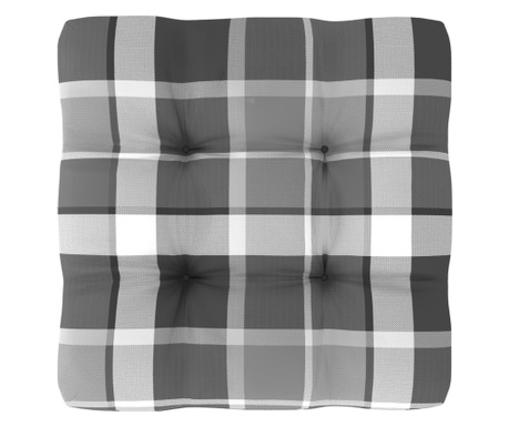Blazina za kavč iz palet siv karo vzorec 50x50x10 cm