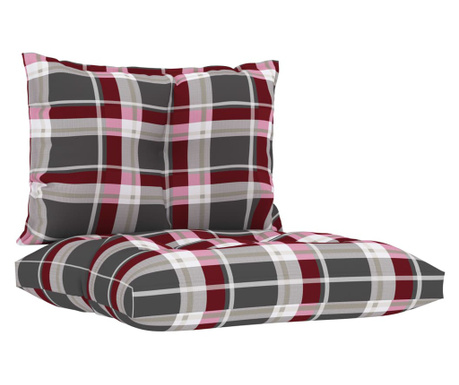 Палетни възглавници за диван, 2 бр, червено каре, текстил