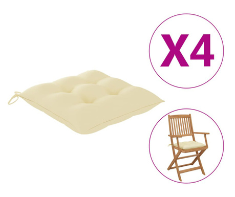 Jastuci za stolice 4 kom krem bijeli 40 x 40 x 7 cm od tkanine