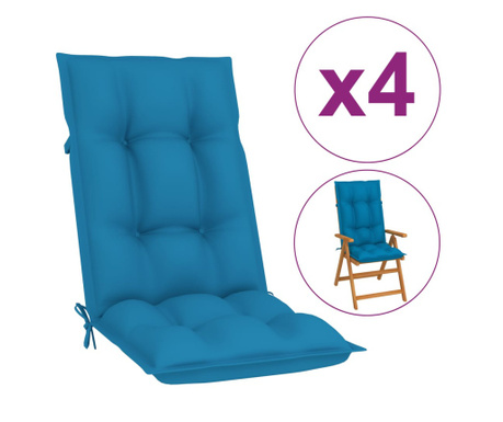 Jastuci za vrtne stolice 4 kom plavi 120 x 50 x 7 cm