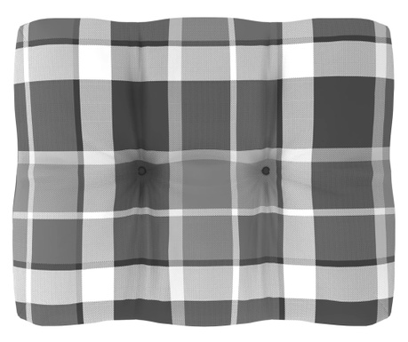 Blazina za kavč iz palet siv karo vzorec 50x40x10 cm