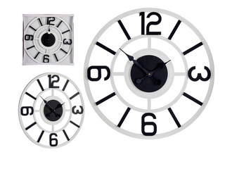 Стенен часовник Бял Черен Метал MDF (60 x 3,5 x 60 cm)