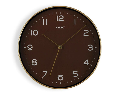 Стенен часовник Златен Кафяв PU (30,5 x 4,3 x 30,5 cm)