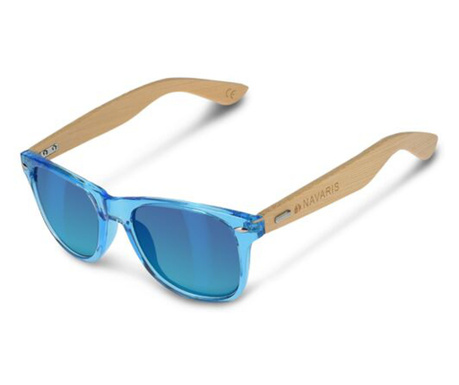 Унисекс слънчеви очила Navaris, UV400, бамбук, синьо, 40731.04.04