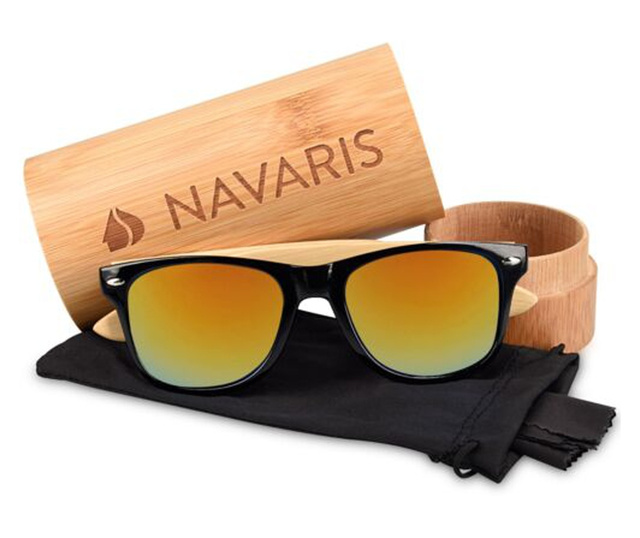 Navaris uniszex napszemüveg, UV400, Bambusz, Sárga, 40731.01.06