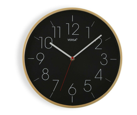 Стенен часовник Черен Дървен PU (30,5 x 4,3 x 30,5 cm)