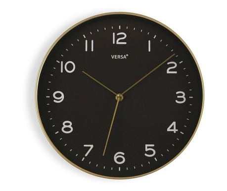 Стенен часовник Черен Златен PU (30,5 x 4,3 x 30,5 cm)