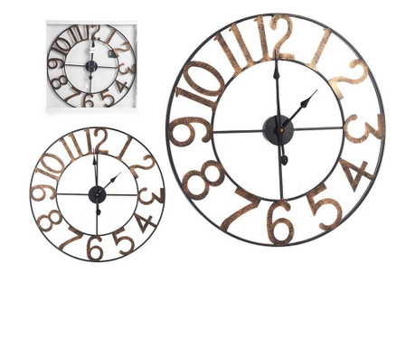 Стенен часовник Черен Златен Метал (60 x 4,5 x 60 cm)
