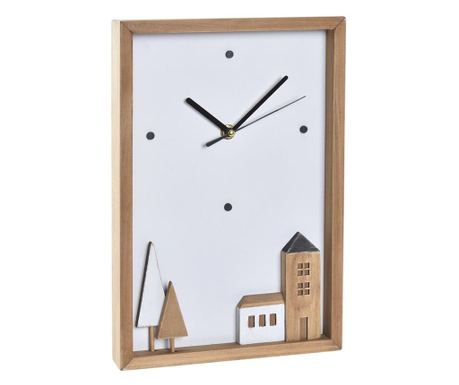 Стенен часовник DKD Home Decor Дървен Бял Къщи (20 x 4 x 30 cm)