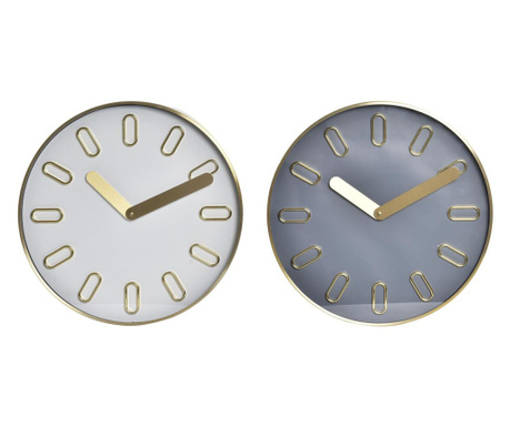 Стенен часовник DKD Home Decor Кристал Сив Златен Алуминий Бял (35,5 x 4,2 x 35,5 cm)