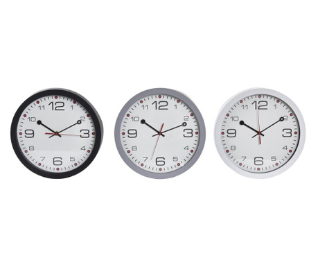 Стенен часовник DKD Home Decor Кристал Черен Сив Бял PVC (30 x 4,3 x 30 cm)
