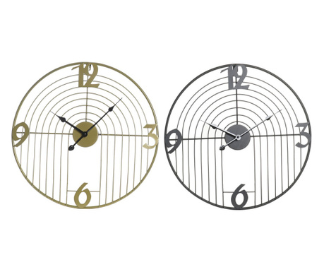 Стенен часовник DKD Home Decor Черен Златен Метал (45 x 3 x 45 cm)