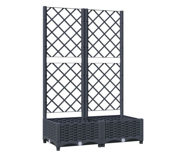 Jardiniera de gradina cu spalier,gri inchis, 80x40x121,5 cm, PP