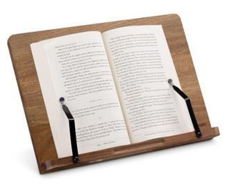 Поставка за книги от акациево дърво Navaris, 2 регулируеми подлакътника, 33 х 24 см, кафява, 52801.2.18