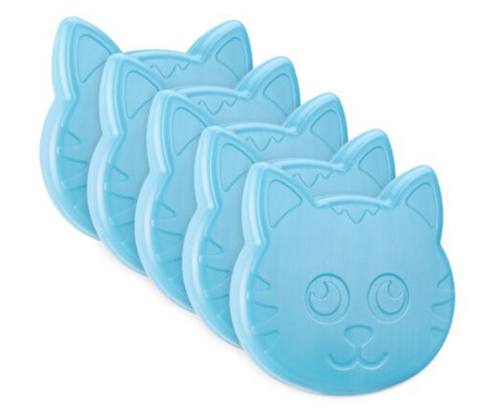 Комплект от 5 охлаждащи таблетки Navaris за хладилна чанта, за многократна употреба, синя котка, 48099.02