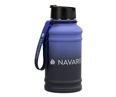 Sticla de apa din otel inoxidabil Navaris cu un singur perete, 1.3 litri, Albastru, 52873.04.02