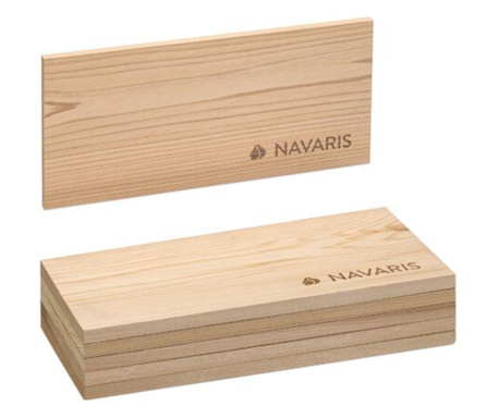 Комплект 6 х кедрови дъски Navaris за опушване, 30 х 15 см, 54038.01