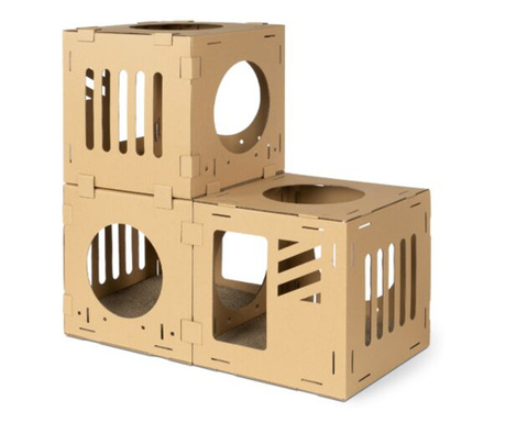 Navaris karton moduláris macskaház 3 kockával, 53109.01