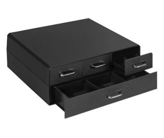 Suport pentru capsule de cafea Navaris cu 4 sertare, Universal, 2 Nivele, Negru, 54092.01